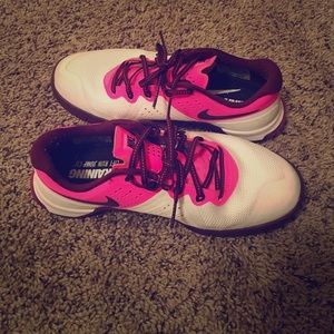 Pink and Maroon Nike MetCons