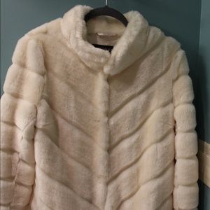 Cream Kristen Blake faux fur jacket