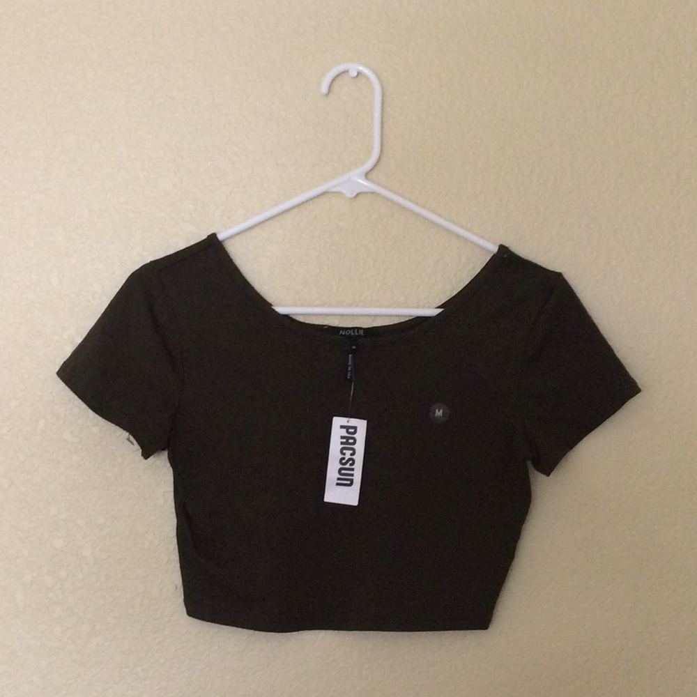 Nollie olive green crop top