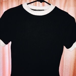 Vintage Black & White Knit Crop Top