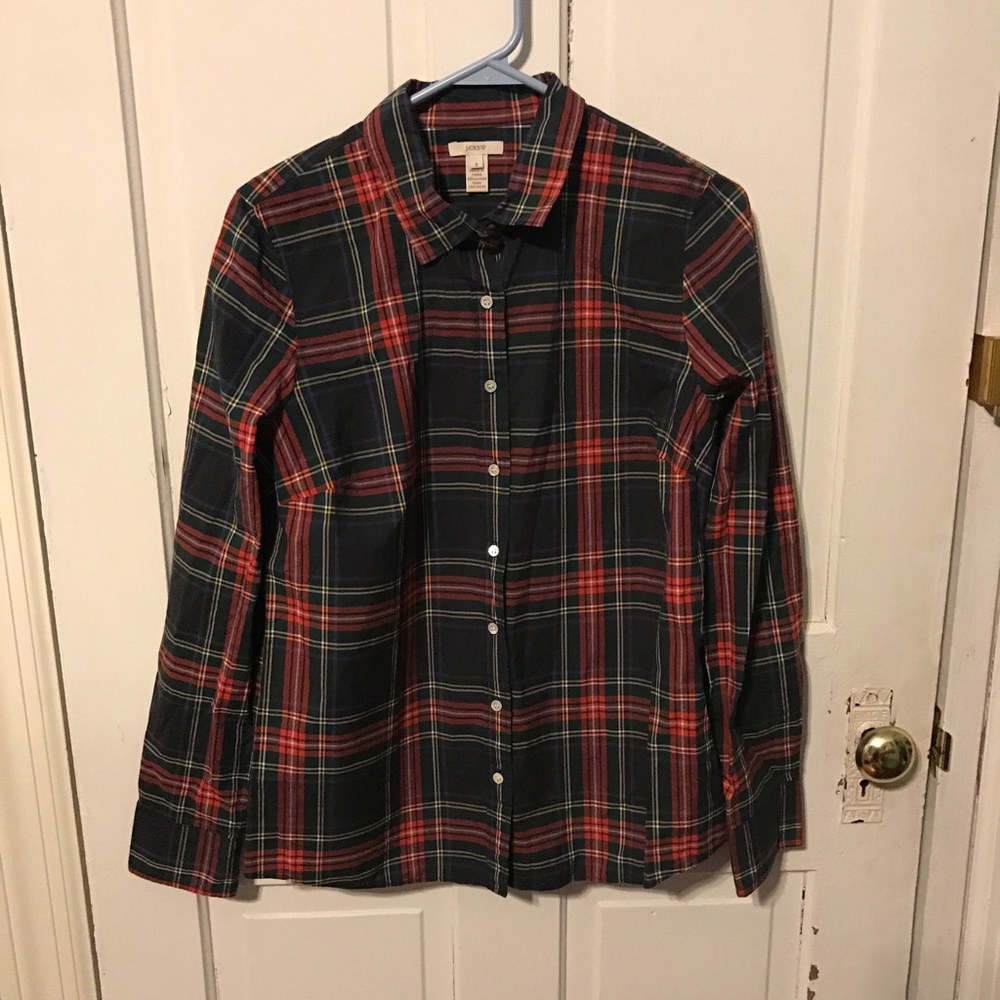 SOLD J. Crew Tartan Plaid Perfect Shirt 8