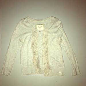 Abercrombie and fitch grey ruffle crop cardigan.