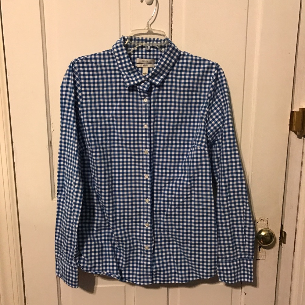 SOLD J. Crew Gingham Perfect Shirt 12