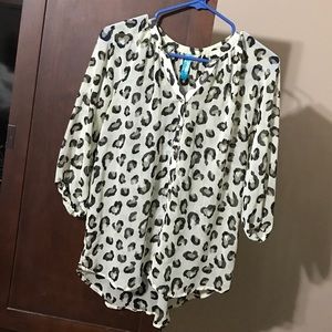 Leopard print top with gold stud buttons
