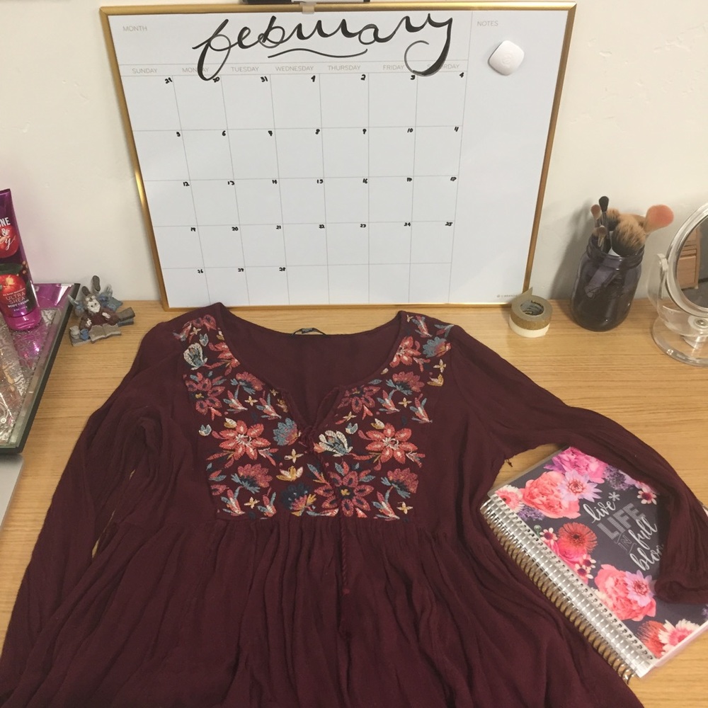 Burgundy Babydoll Top
