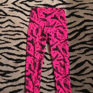 Betsey Johnson Pink Gun Leggings