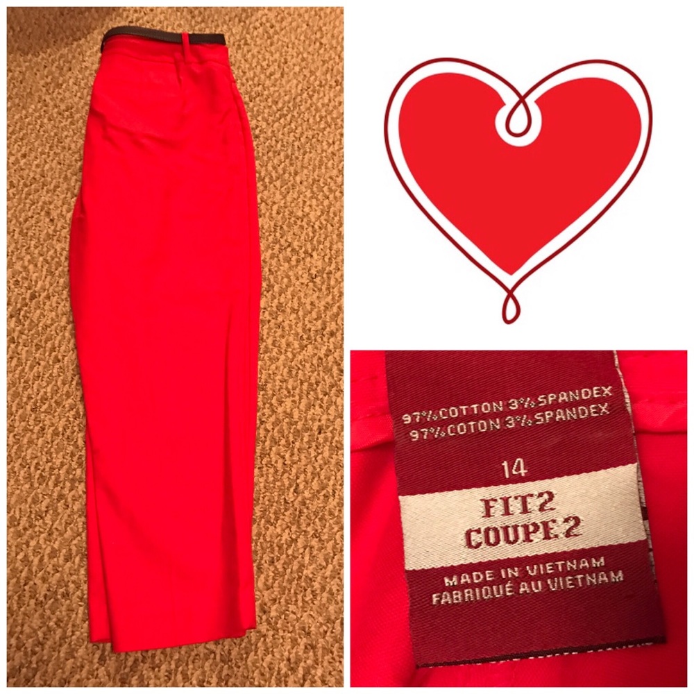 Merona RED Pants with Purple Belt! NEW & Soo Cute!