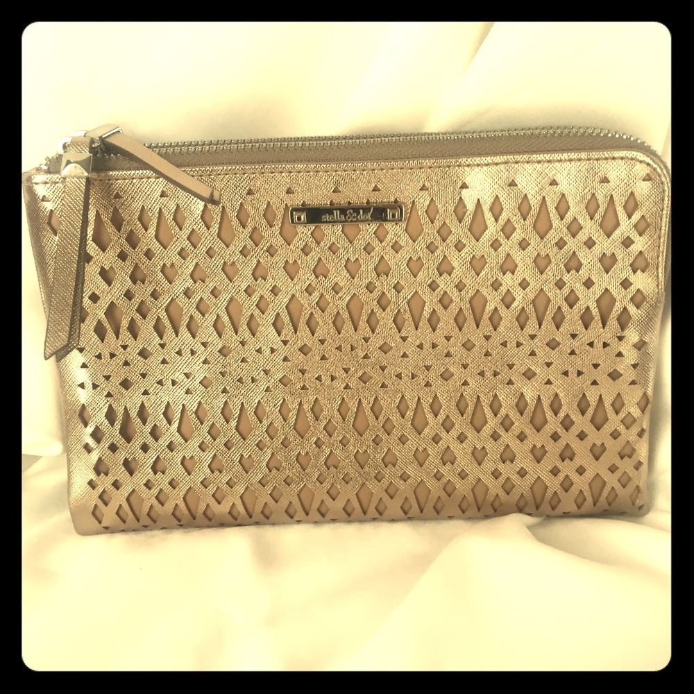 Gold Metallic Fold-Over Clutch