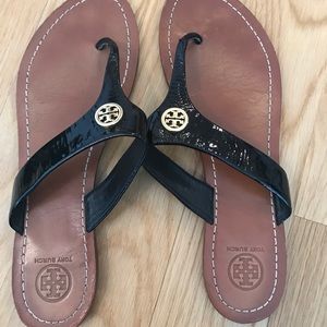 Tory Burch Cameron Patent Leather Thong Sandals