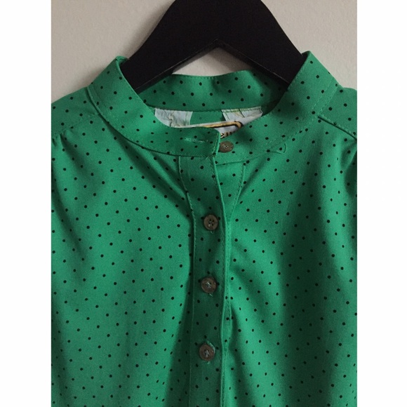Tops - Vintage green polka dot blouse