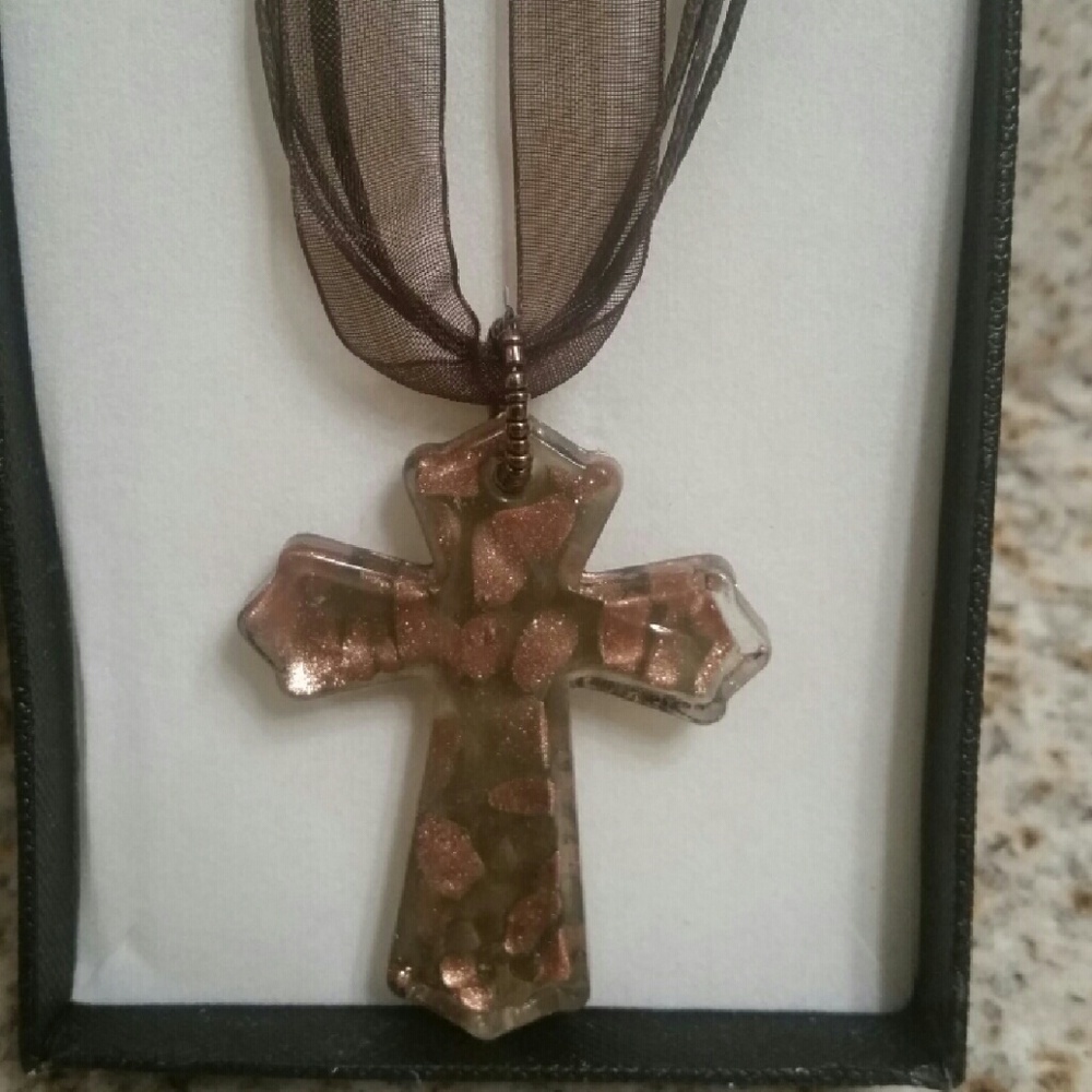 Glass cross necklace