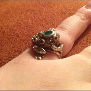 Sterling Silver, Emerald, & Ruby Frog Ring