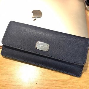 Michael Kors Flat Leather Wallet Navy