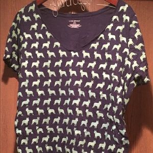 Lane Bryant Frenchies Ruched Tshirt, Navy & Green