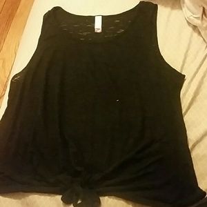 Black see through front tie tank top