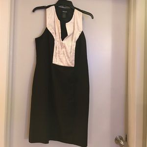 Fashion Star cream pleated front black dress