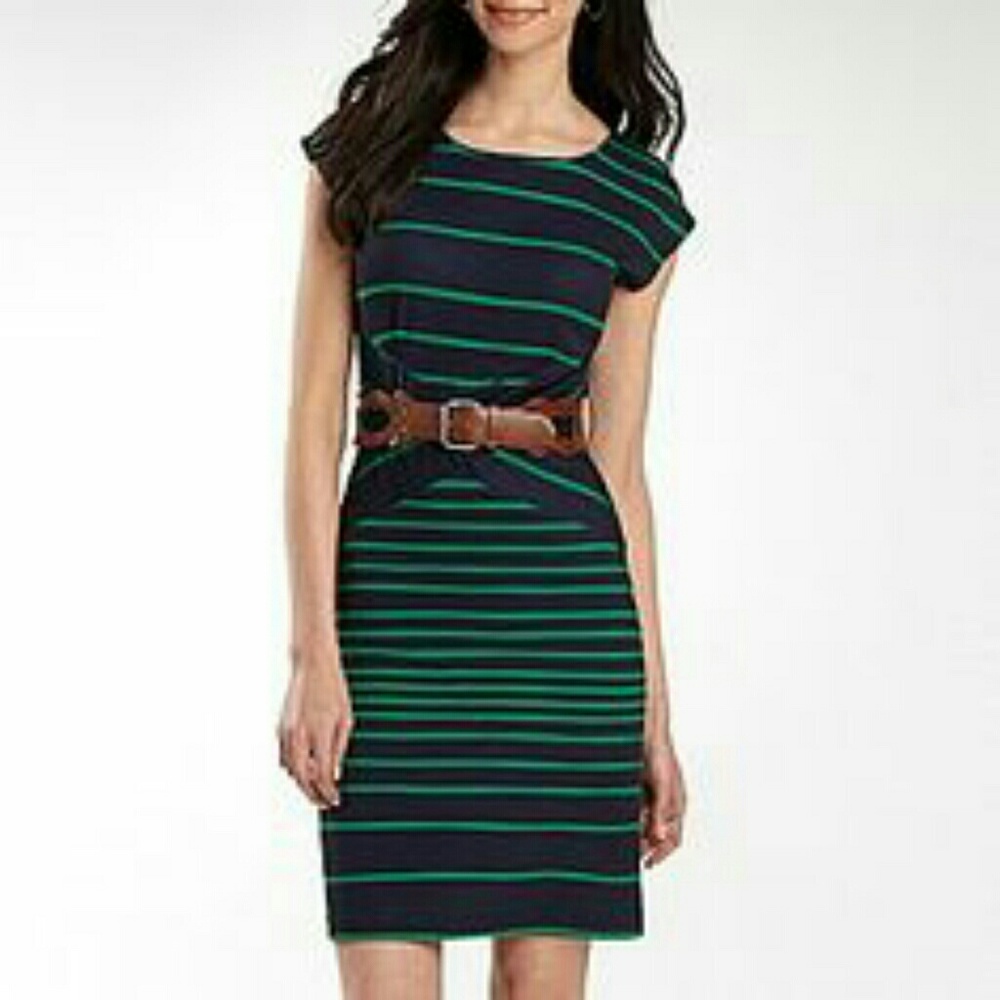 Navy blue & green striped dress!