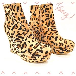 JustFab Leopard Wedge Booties