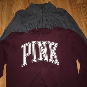 Bundle of 2 Victoria Secret PINK Half Zip Hoodies