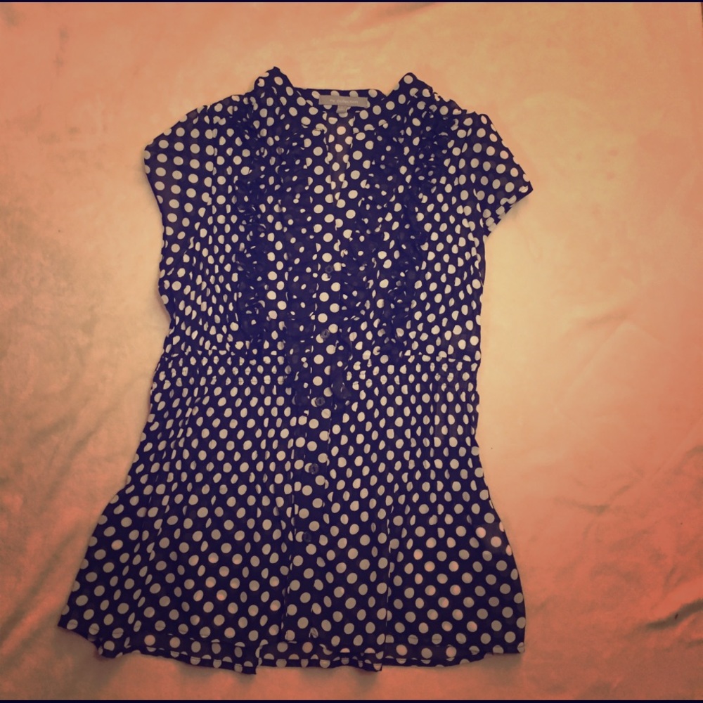 NWT NY Collection polka dot button up blouse