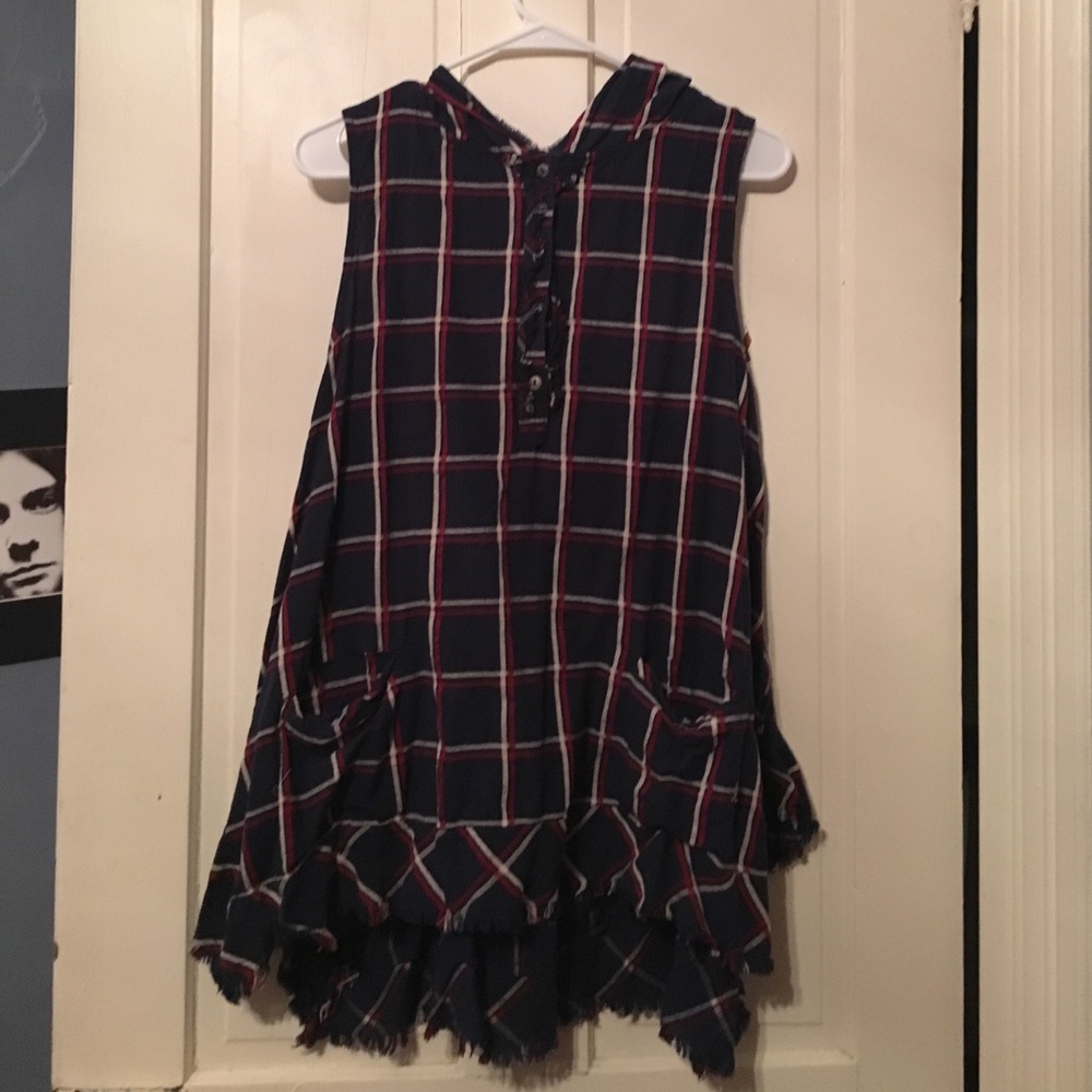 Plaid Sleeveless Shirt Dress