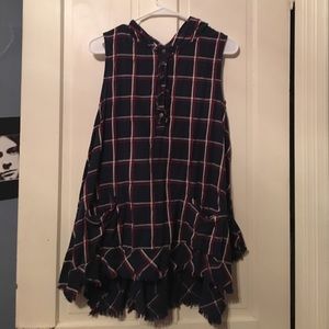 Plaid Sleeveless Shirt Dress