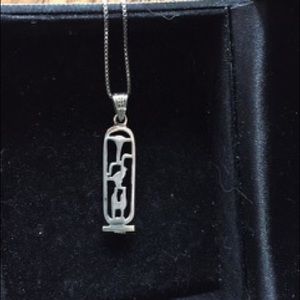 Sterling Silver Cartouche Pendant and Chain