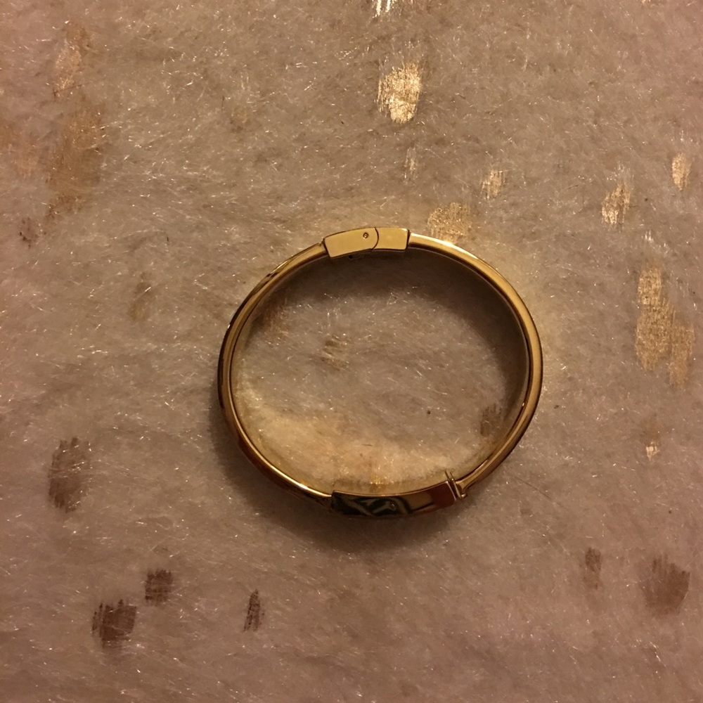 Michael Kors Gold Tone Logo Plaque Bangle Bracelet