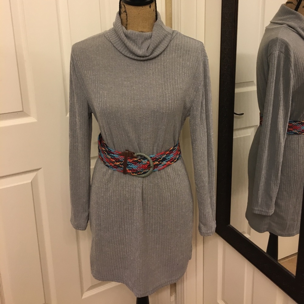Juniors gray slouch neck sweater dress medium