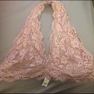 Mauve Floral Lace Halter Bralette