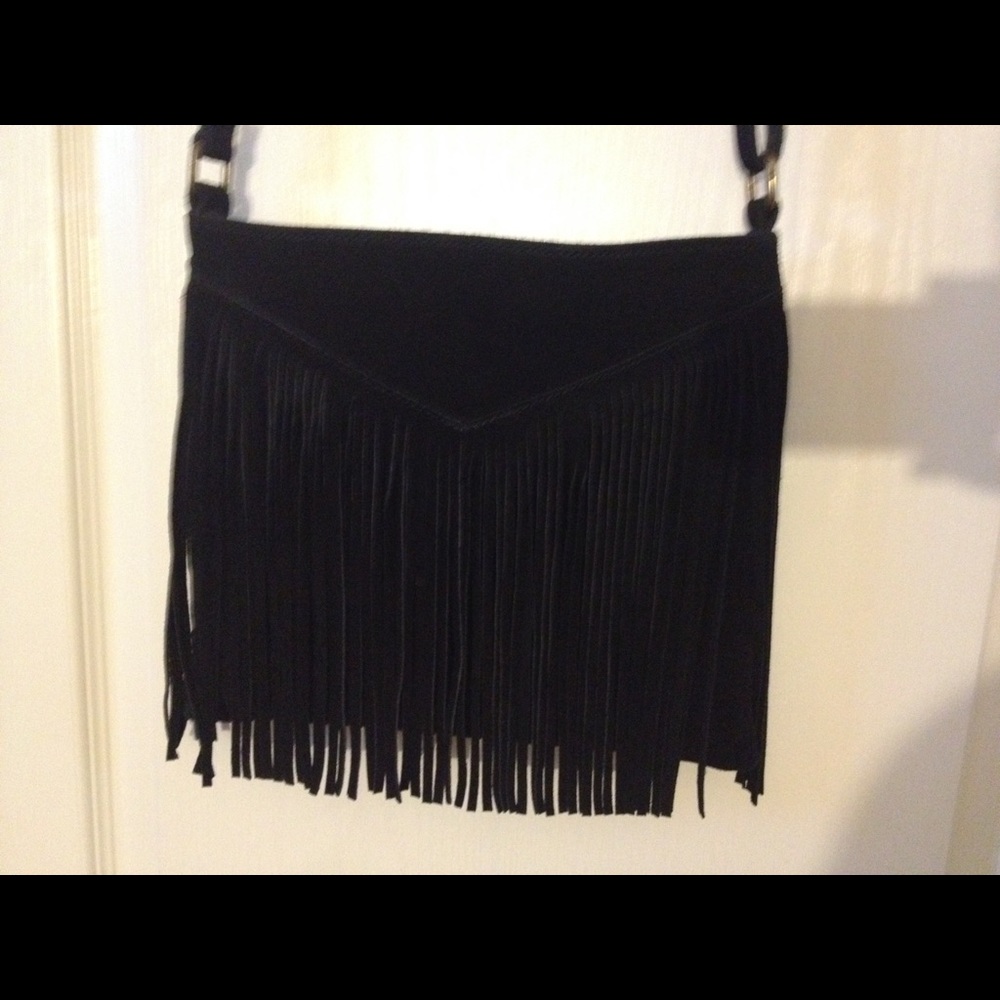 Steve Madden Fringe Black Suede Purse