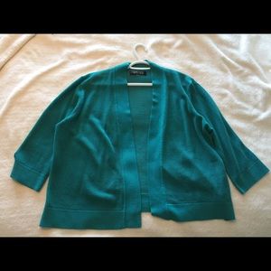 Aqua blue open front sweater