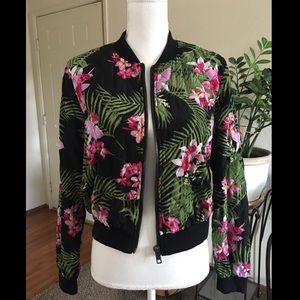 Floral printed bomber jacket