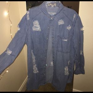 DISTRESSED DENIM SHIRT