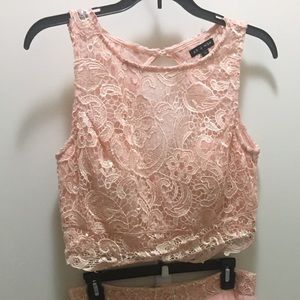 Two piece coral pink dress