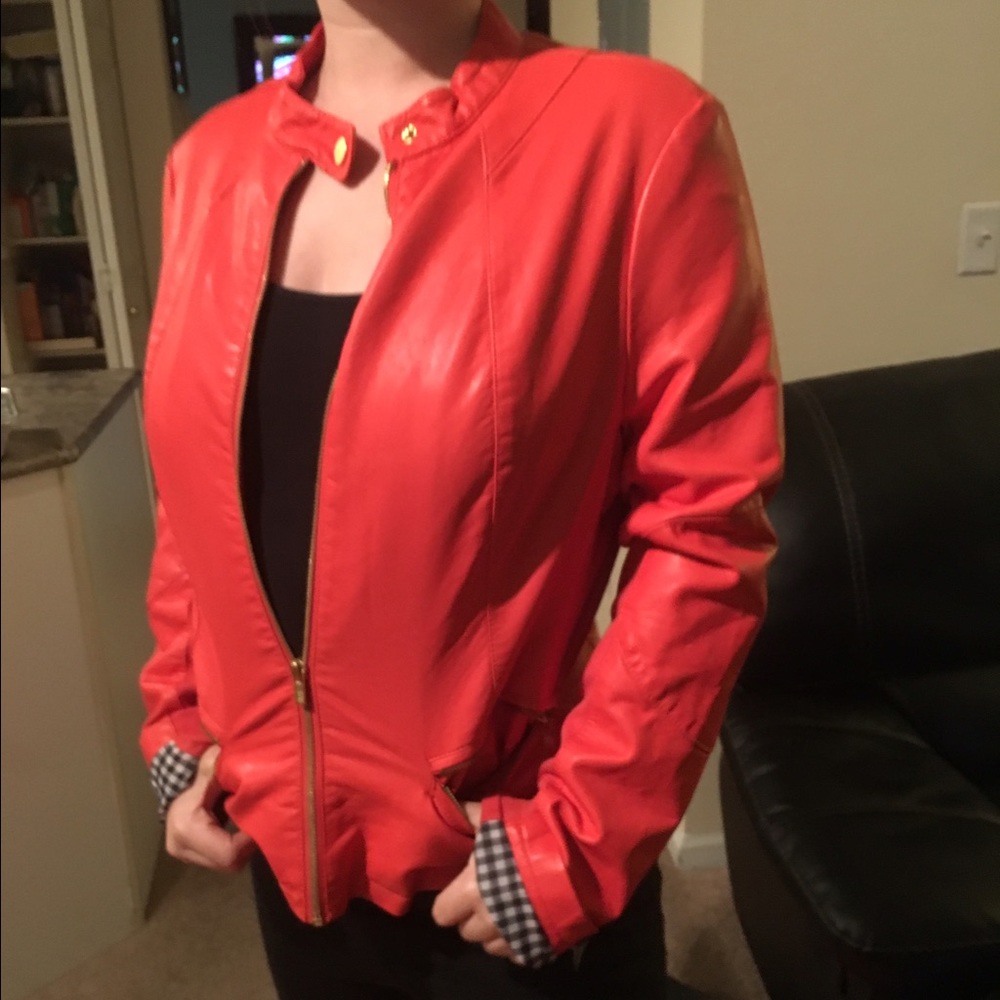 SOLD 🔥Orange leather jacket, new without tags! 🔥