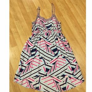 Pink and navy high-low dress