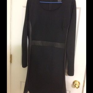 Sexy black dress with leather trim XL