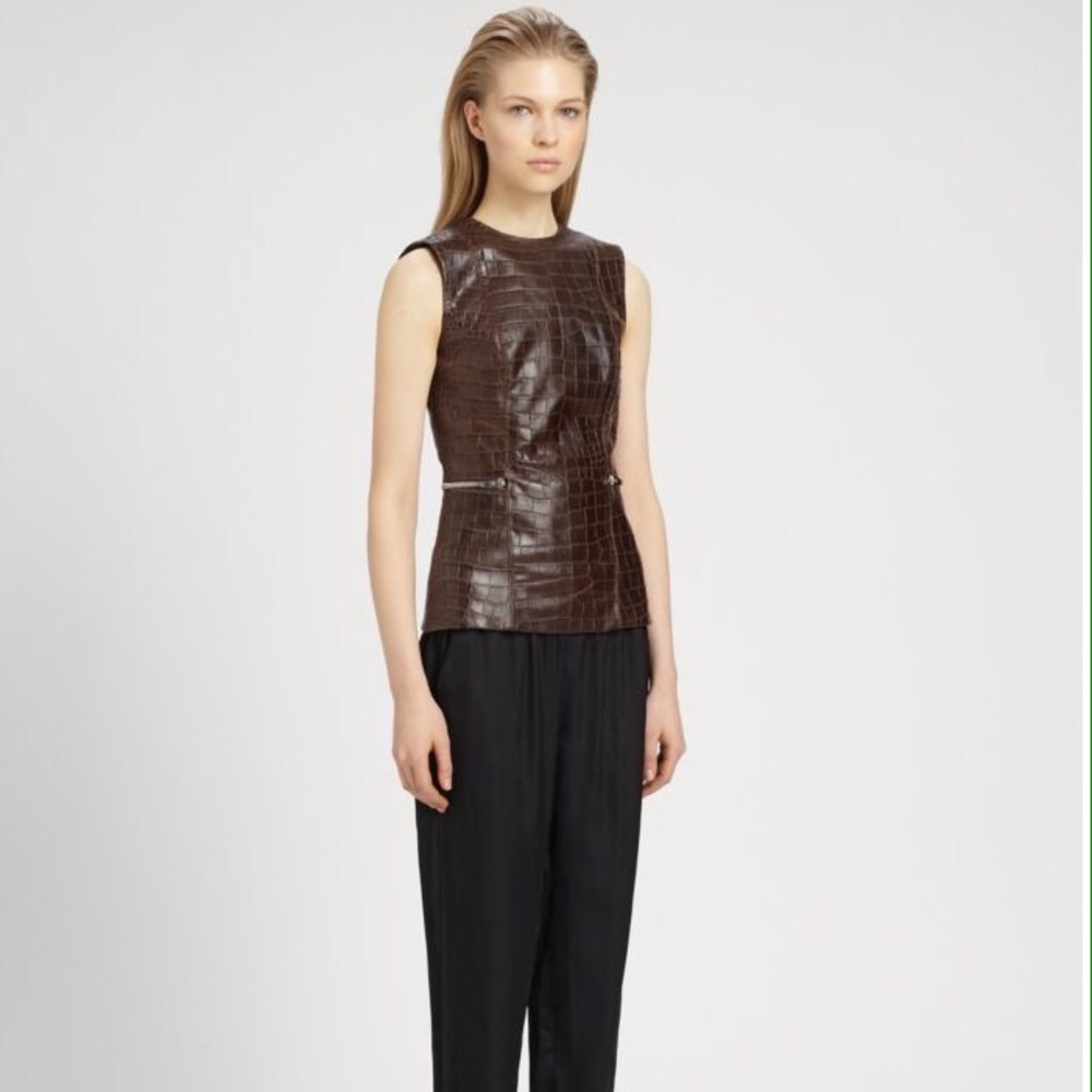 Alexander Wang Leather Croc Print Top