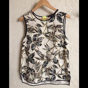 J. Crew Basketweave Gold Foil Leaf Shell. Size 6.