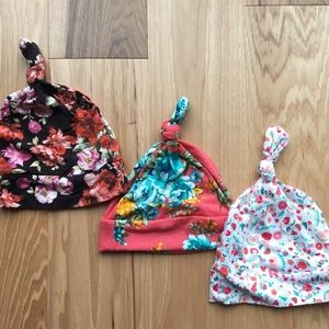 Top knot jersey baby beanies | Set of 3