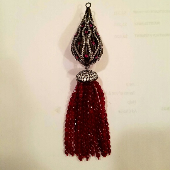 Red garnet, cubic zirconia and sterling silver - Picture 1 of 2