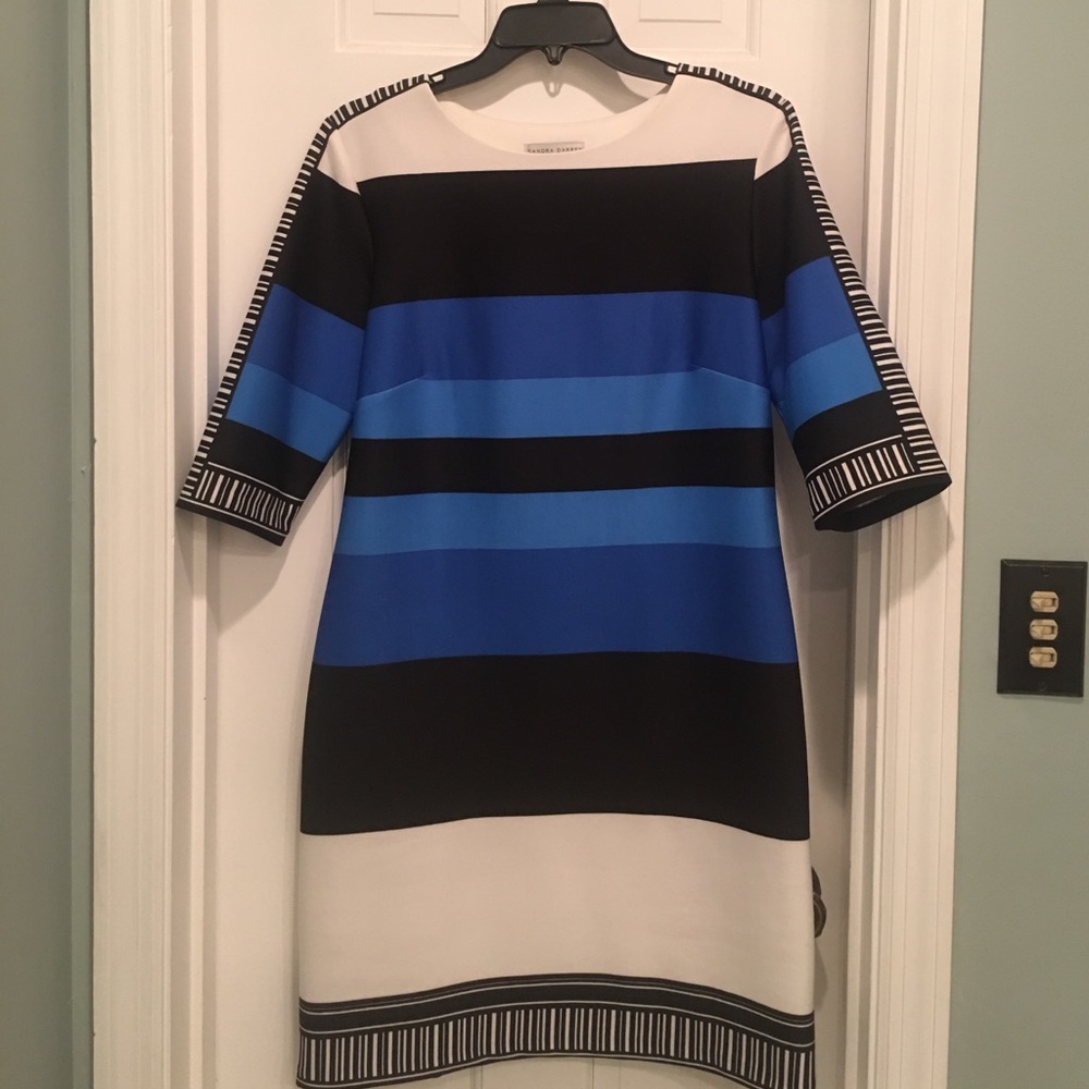 Blue stripe dress knee length