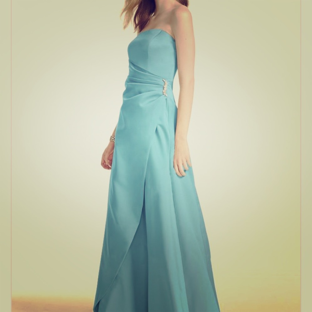 Satin Gown with Side Drape and Brooch
