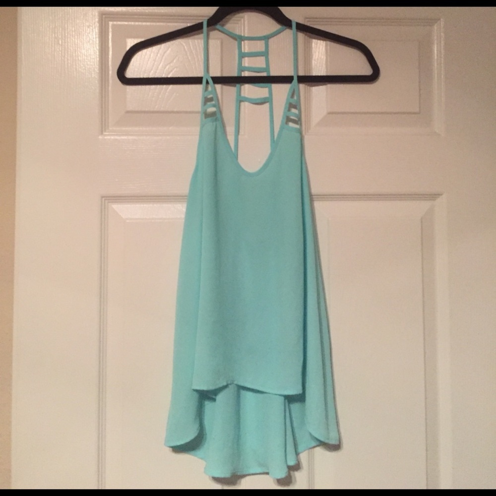 Light Blue Tank with Caging details
