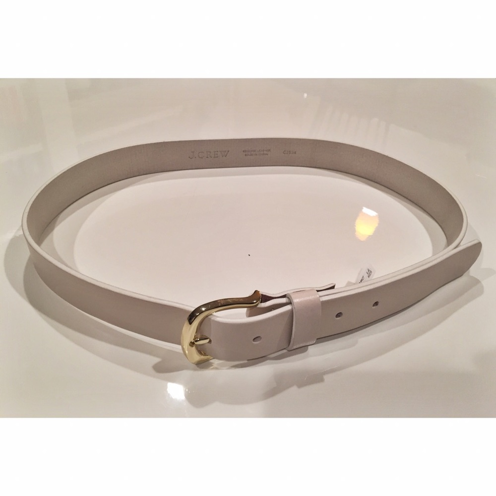 J. Crew | White Genuine Leather Belt (S) Like New
