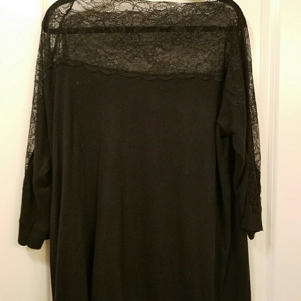 Black Sweater with Lace Shoulders