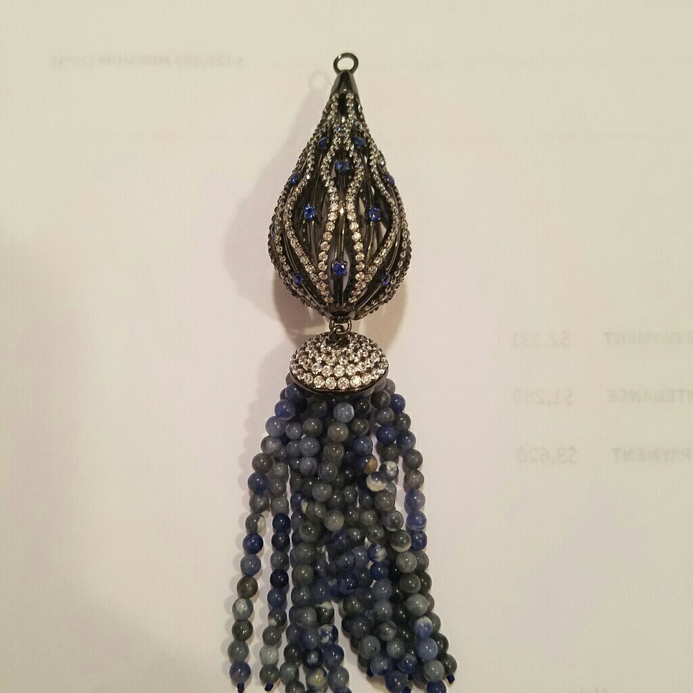 Sodalite, cubic zirconia and sterling silver