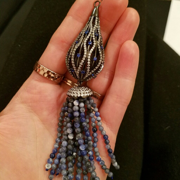Sodalite, cubic zirconia and sterling silver - Picture 2 of 2
