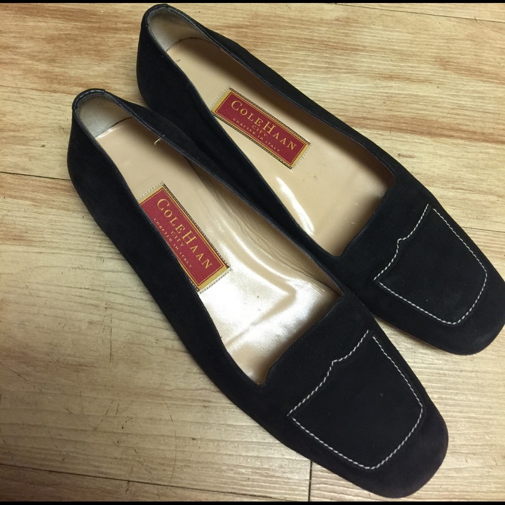 Cole Haan black suede loafers 6.5M made in Italy